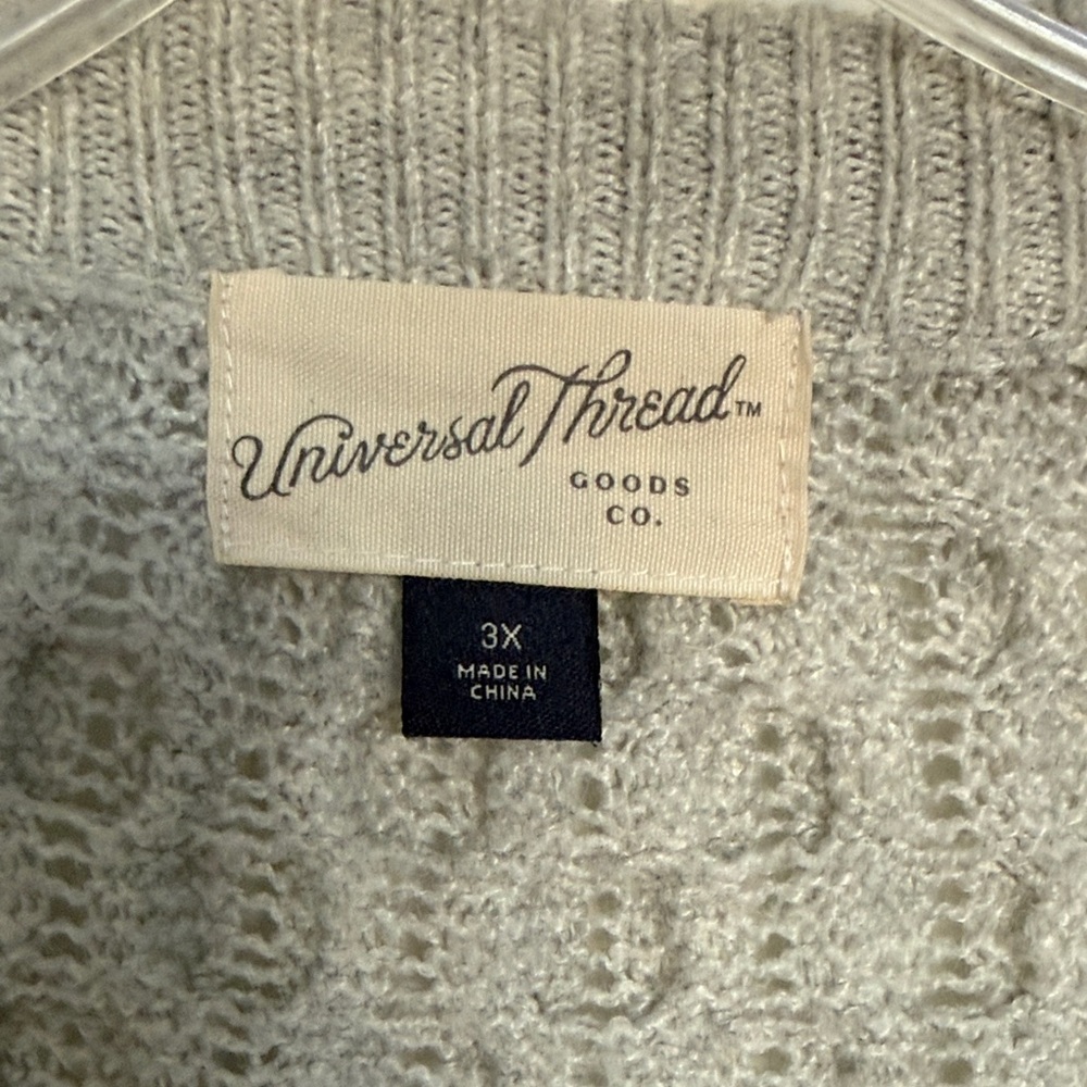Universal Thread Light Gray Knit Cardigan, 3X - Picture 2 of 9